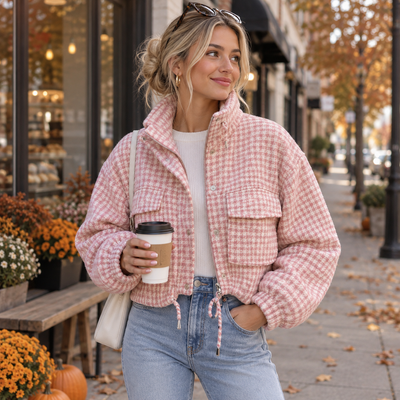 Velara™ Retro Plaid Cropped Jacket