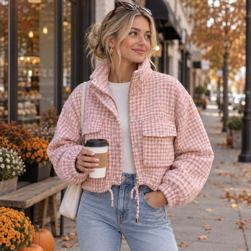 Velara™ Retro Plaid Cropped Jacket