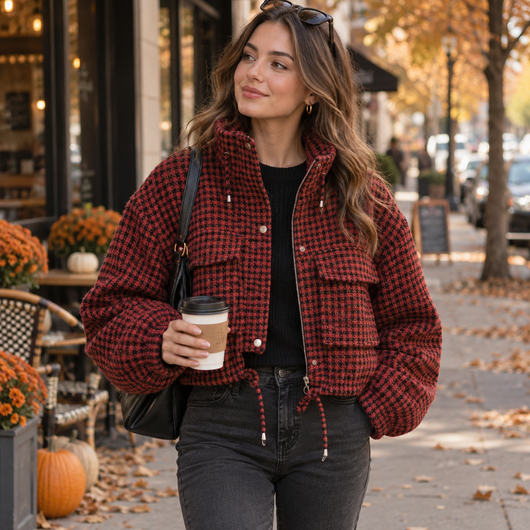Velara™ Retro Plaid Cropped Jacket