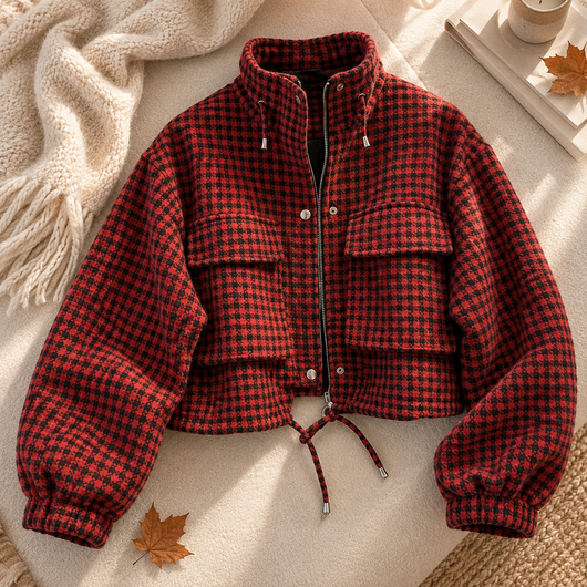 Velara™ Retro Plaid Cropped Jacket