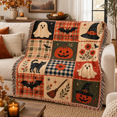 Velara™ Vintage Halloween Patchwork Blanket