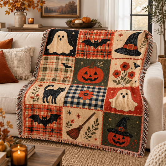 Velara™ Vintage Halloween Patchwork Blanket
