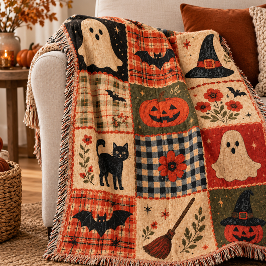 Velara™ Vintage Halloween Patchwork Blanket