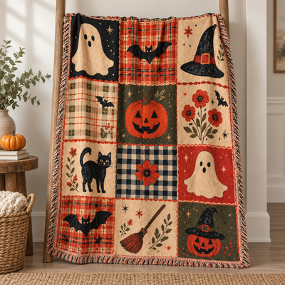 Velara™ Vintage Halloween Patchwork Blanket