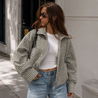 Plaid Cropped Zip Jacket