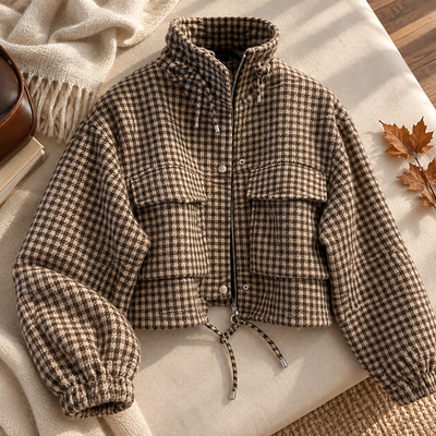 Velara™ Retro Plaid Cropped Jacket