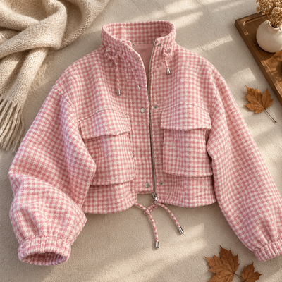 Velara™ Retro Plaid Cropped Jacket